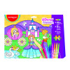 Coloring Kit Puzzle, Princess, (Rompecabezas x 80 Pzas + 12x Marcadores Escolares), Set.